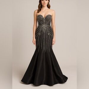 Brand new black dress with rhinestones strapless size 1